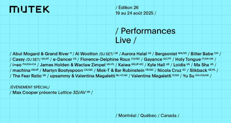 MUTEK 2025 | Premiers noms dévoilés pour la 26e édition